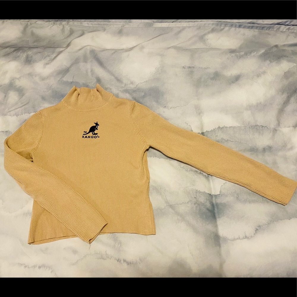 Kangol x H&M. Ribbed top beige